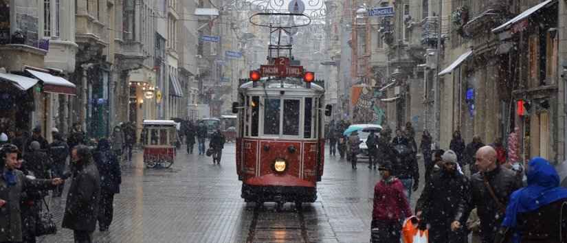 L\'avenue Istiklal en hiver
